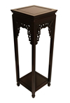 Carved Rosewood Oriental Plant Stand With Shelf