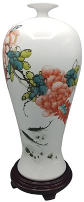 Chinese White Porcelain Vase Hand Painted Wisteria