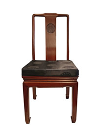 Carved Rosewood Oriental Dining Room Chair With Silk Cushion