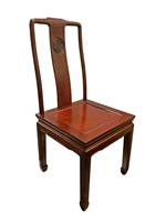 Carved Rosewood Oriental Dining Room Chair With Silk Cushion