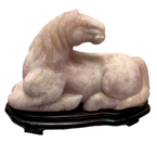 Oriental Rose Quartz Horse Statue