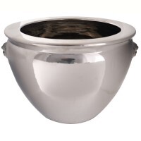 Large Porcelain Cachepot Planter in Silver Glaze