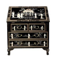 Oriental Secretary Desk Folding Writing Surface with Mother of Pearl Oriental Secretary Desk Folding Writing Surface with Mother of Pearl