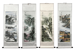 Oriental Four Seasons Silk Scroll Set