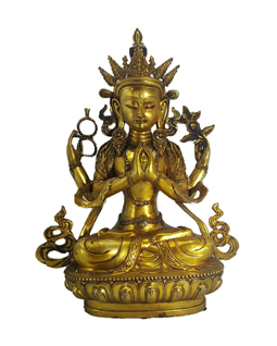 Large Bronze Buddha Statue Praying Hands