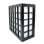 12"H Black Wooden Checkered Frame Dofu Japanese Wall Lamp and Wall Mounting Kit