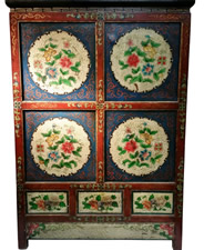 Tibetan Scroll and Document Hand Painted Chest