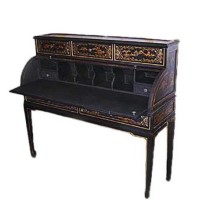 Oriental Roll Top Desk Hand Painted Chinioserie