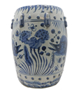 Garden Stool Blue and White with Koi