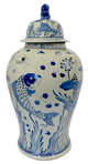 Chinese Porcelain Jar With Blue Koi Fish