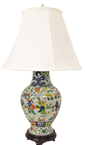 Oriental Colorful Porcelain Lamp 28"H