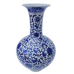 Ball Vase Blue And White Hand Painted