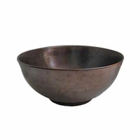Porcelain Bowl In Metal Black Glaze 14"W