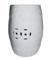 Porcelain Garden Stool in Grey Crackle Glaze