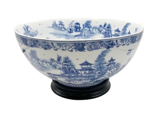 Chinese Table Bowl Landscape 14" Diameter with Stand