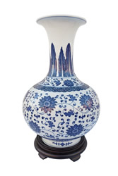 13" Chinese Blue and White Porcelain Ball Vase