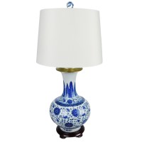 Blue and White Long Neck Porcelain Table Lamps