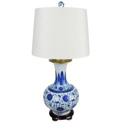 Blue and White Long Neck Porcelain Table Lamps Blue and White Long Neck Porcelain Table Lamps