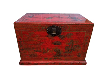 Antique Chest Handpainted in China Red
