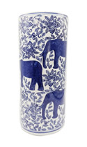 Blue and White Elephant Porcelain Canister Vase