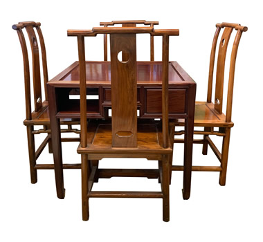 Solid Chinese Rosewood Game Table With Chairs