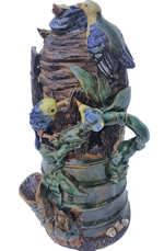 Asian Sculpted Vase in Bamboo and Bird Nest 17"H