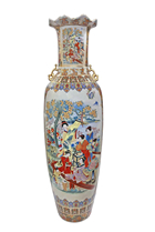 Large Fluted Vase in Chinese Floral Desig