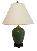 Jade Ceramic Table Lamp 15" High Tri Light