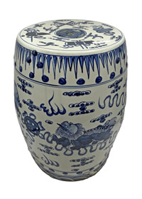 Oriental Garden Stool with Guardian Lions