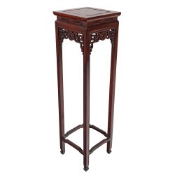Large Flower Stand Rosewood Table With Carved Coin Design 47 Inch High