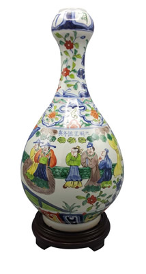 Chinese Vase Garlic Shaped Famile Vert