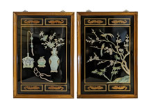 Asian Wall Panels Bird & Flower Design Mother of Pearl Inlay