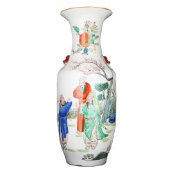 Antique Reproduction of Multi Color Chinese Scenery Porcelain Vase
