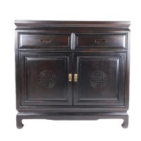 Chinese Carved Buffet Cabinet with Dark Expresso Rosewood Finish