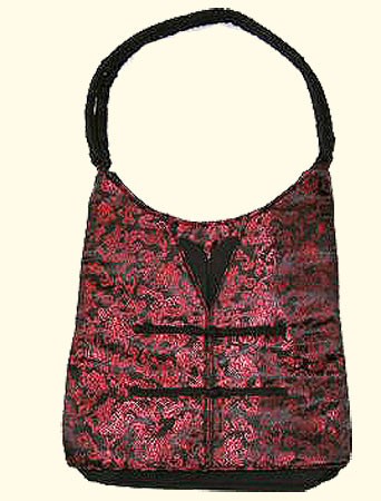 Oriental Handbag In Black And Red Satin