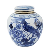 Hand Painted Blue and White Chinese Porcelain Ginger Jar