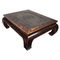 Chinese Antique Coffee Table Carved Stone with Banana Legs