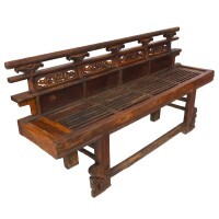 Chinese Antique Garden Bench Carved Florals