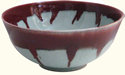 14" Wide Chinese Porcelain Table Bowl In Celadon & Oxblood Drip