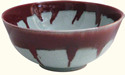 14"W Chinese Porcelain Table Bowl In Celadon & Oxblood Drip