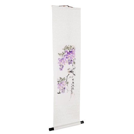 Floral Hanging Scroll Painting with Chinese Silk Borders