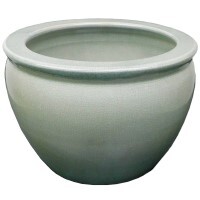 Chinese Porcelain Fish Bowl Planters in Celadon Crackle