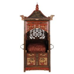 Chinese Sedan Chair with Intricate Hand Carvings and Pagoda Top