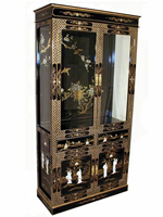 Hand Painted Chinese Lacquer Curio Cabinet