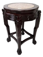 24" High Chinese Table With Lotus Design and Marble top