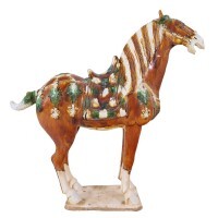 Large Chinese Tang Horse with Saddle and Reins