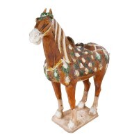 Chinese Tang Horse in Three Colors 27” H Chinese Tang Horse in Three Colors 27” H