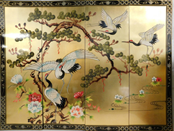 Chinese Wall Hanging Hand Painted Cranes And Pine Tree