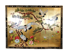 Chinese Wall Hanging Hand Painted Cranes And Pine Tree