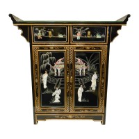 Oriental Altar Cabinet With Lacquer Finish in Black